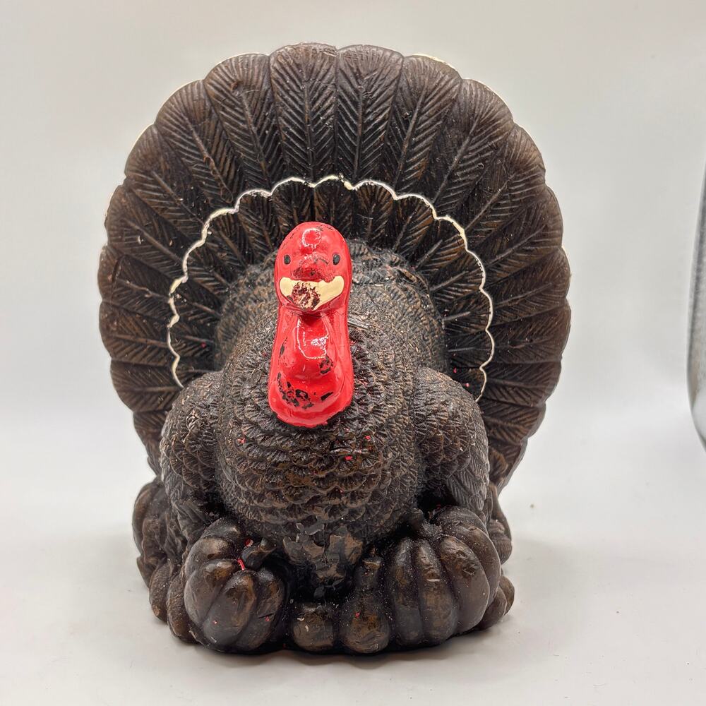 Vintage Gurley Hand Painted Molded Thanksgiving Turkey Candle Unused Rare Decor